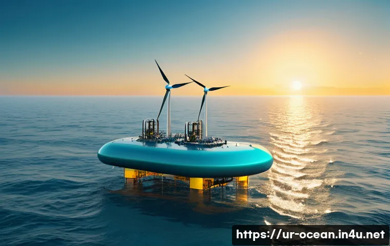 해양 자원 개발 기술 - **Futuristic Offshore Ocean Energy Farm**
A breathtaking panoramic view of a cutting-edge offsho...