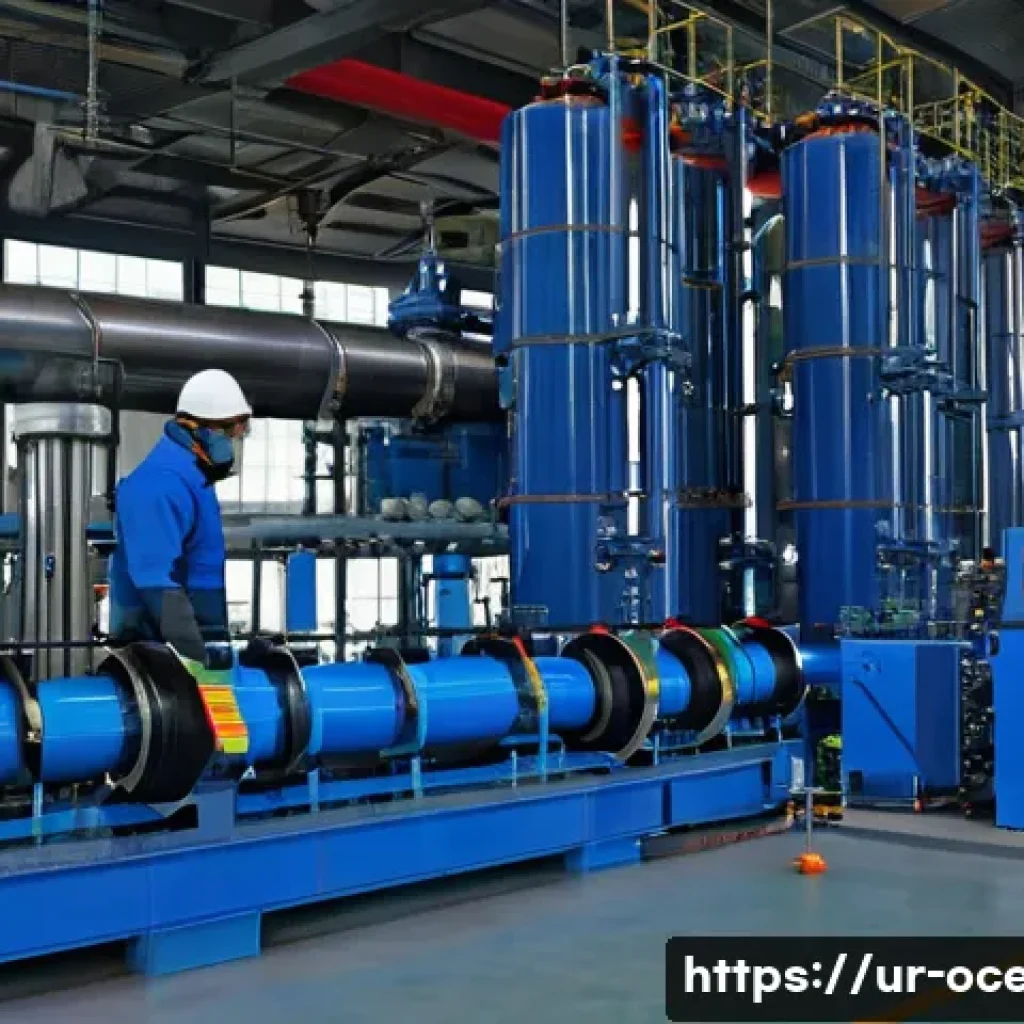 고압 환경 테스트 - A detailed industrial scene showing a hydrostatic pressure test on a large pipeline system in a cont...